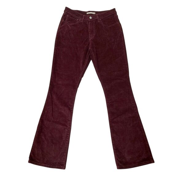 Levi's 725 Corduroy Pants Womens 30x32 Burgundy Bootcut High Rise Riding Stretch - Picture 1 of 12